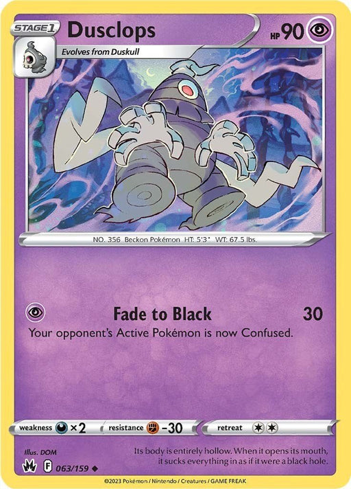 Pokemon Dusclops 063/159 SWSH: Crown Zenith Normal - EternaCards