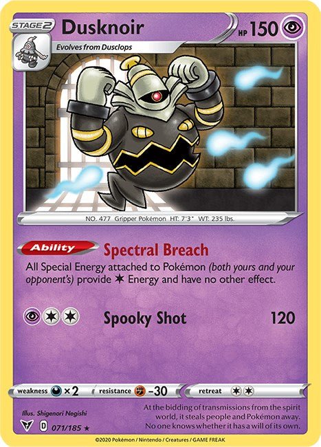 Pokemon Dusknoir 071/185 SWSH04: Vivid Voltage Reverse Holo - EternaCards