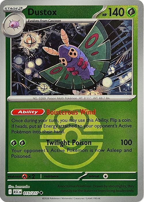 Pokemon Dustox - 015/217 (Love Ball) 015/217 ME: Ascended Heroes Reverse Holo - Eterna Cards
