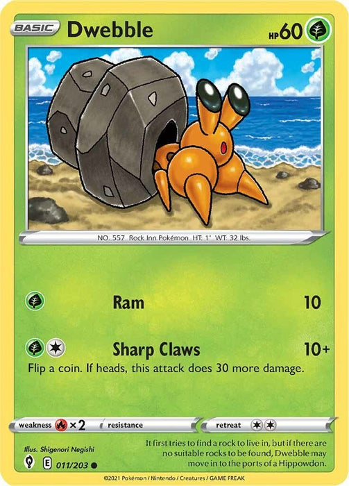 Pokemon Dwebble 011/203 SWSH07: Evolving Skies Reverse Holo - EternaCards