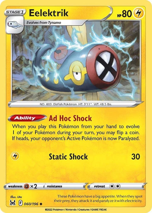 Pokemon Eelektrik 060/196 SWSH11: Lost Origin Reverse Holo - EternaCards