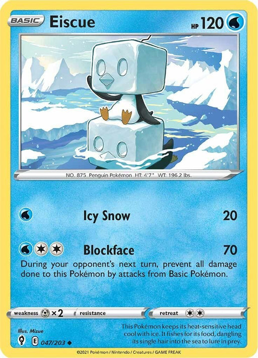 Pokemon Eiscue 047/203 SWSH07: Evolving Skies Reverse Holo - EternaCards