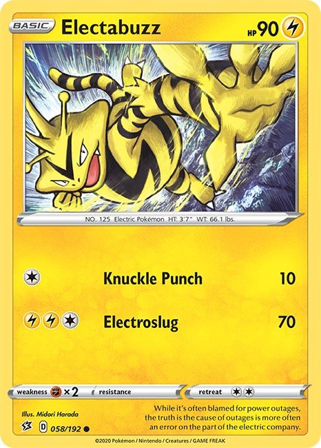 Pokemon Electabuzz 058/192 SWSH02: Rebel Clash Normal - Eterna Cards