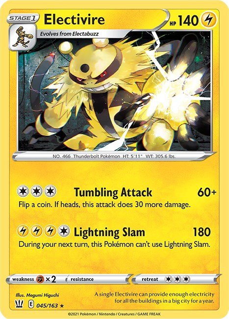Pokemon Electivire 045/163 SWSH05: Battle Styles Reverse Holo - EternaCards