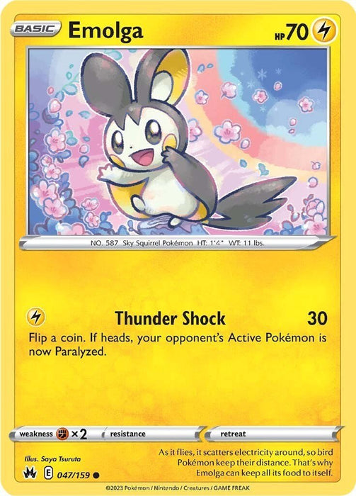 Pokemon Emolga 047/159 SWSH: Crown Zenith Reverse Holo - EternaCards