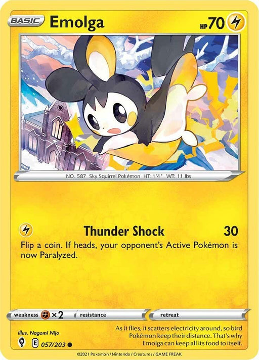Pokemon Emolga 057/203 SWSH07: Evolving Skies Reverse Holo - EternaCards