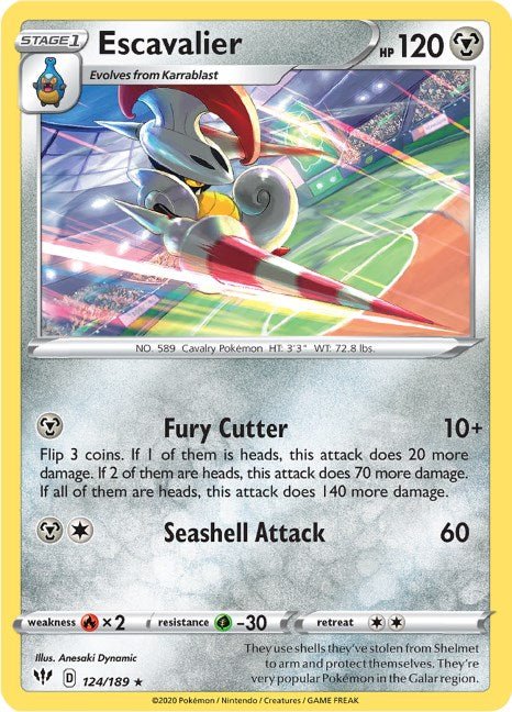 Pokemon Escavalier 124/189 SWSH03: Darkness Ablaze Normal - Eterna Cards