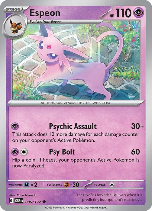 Pokemon Espeon 086/197 SV03: Obsidian Flames Normal - EternaCards