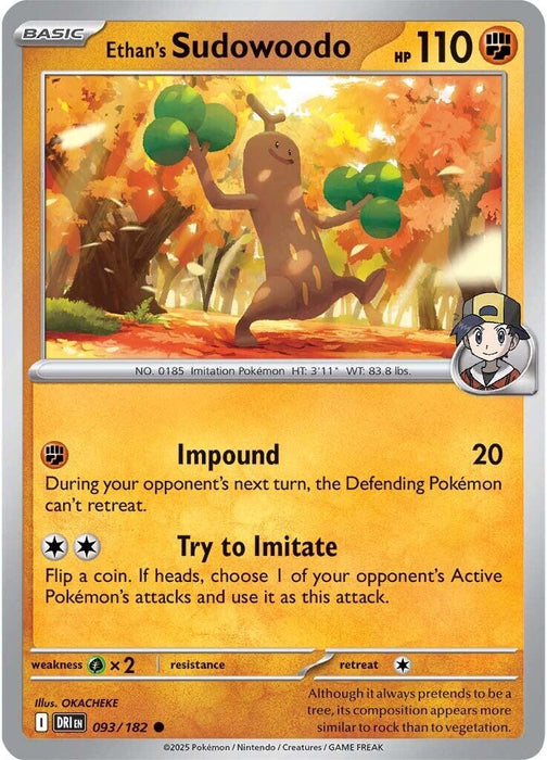 Pokemon Ethan's Sudowoodo 093/182 SV10: Destined Rivals Reverse Holo - EternaCards