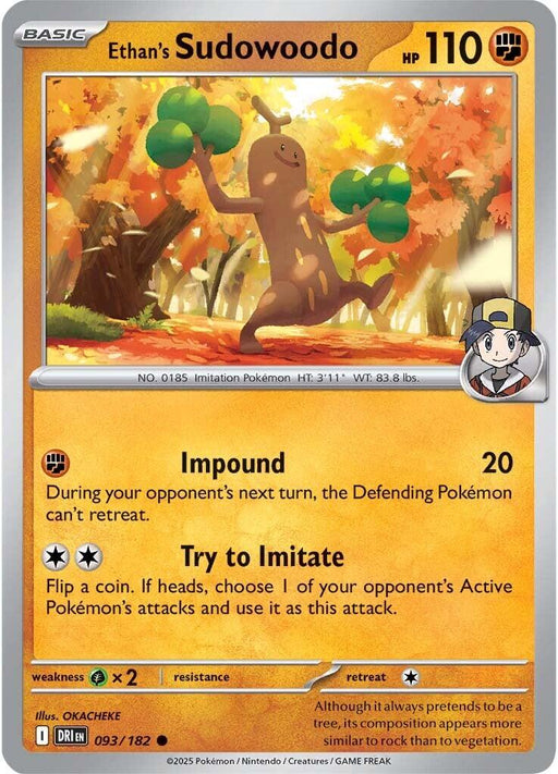 Pokemon Ethan's Sudowoodo 093/182 SV10: Destined Rivals Reverse Holo - EternaCards
