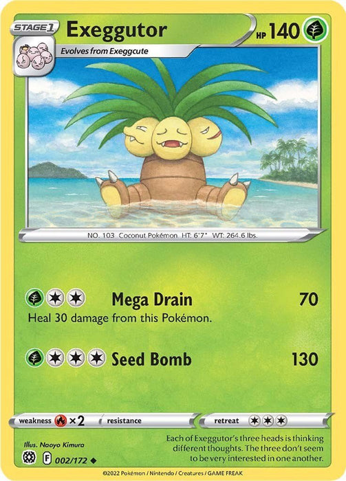 Pokemon Exeggutor 002/172 SWSH09: Brilliant Stars Normal - EternaCards