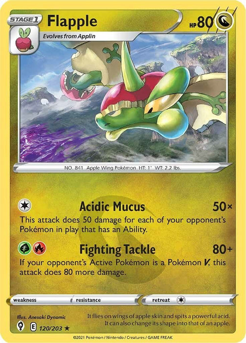 Pokemon Flapple 120/203 SWSH07: Evolving Skies Reverse Holo - EternaCards