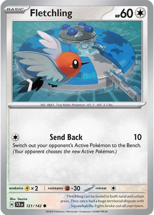 Pokemon Fletchling 121/142 SV07: Stellar Crown Reverse Holo - EternaCards