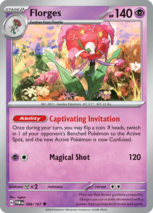 Pokemon Florges 088/167 SV06: Twilight Masquerade Reverse Holo - EternaCards