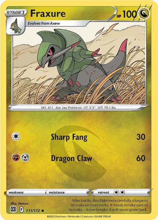 Pokemon Fraxure 111/172 SWSH09: Brilliant Stars Reverse Holo - EternaCards