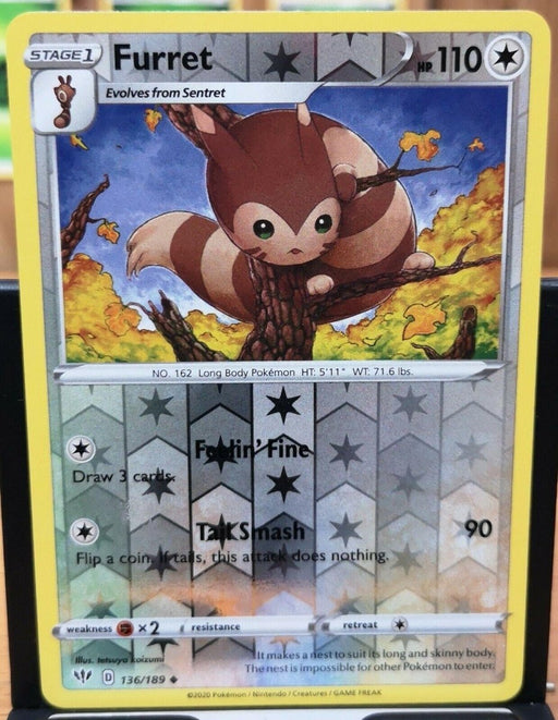 Pokemon Furret 136/189 SWSH03: Darkness Ablaze Normal - Eterna Cards