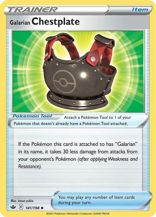 Pokemon Galarian Chestplate 141/198 SWSH06: Chilling Reign Reverse Holo - EternaCards