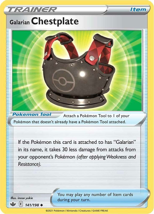 Pokemon Galarian Chestplate 141/198 SWSH06: Chilling Reign Reverse Holo - EternaCards