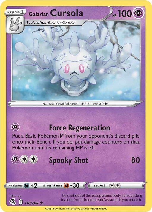 Pokemon Galarian Cursola 118/264 SWSH08: Fusion Strike Normal - Eterna Cards