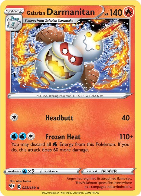 Pokemon Galarian Darmanitan (28) 028/189 SWSH03: Darkness Ablaze Normal - Eterna Cards