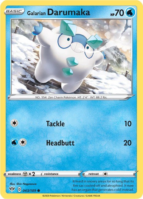 Pokemon Galarian Darumaka 043/189 SWSH03: Darkness Ablaze Normal - Eterna Cards