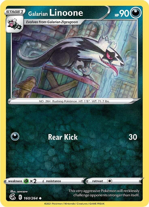 Pokemon Galarian Linoone 160/264 SWSH08: Fusion Strike Normal - EternaCards