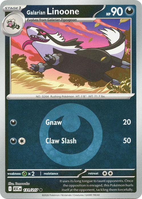 Pokemon Galarian Linoone (Energy Symbol Pattern) 131/217 ME: Ascended Heroes Reverse Holo - Eterna Cards