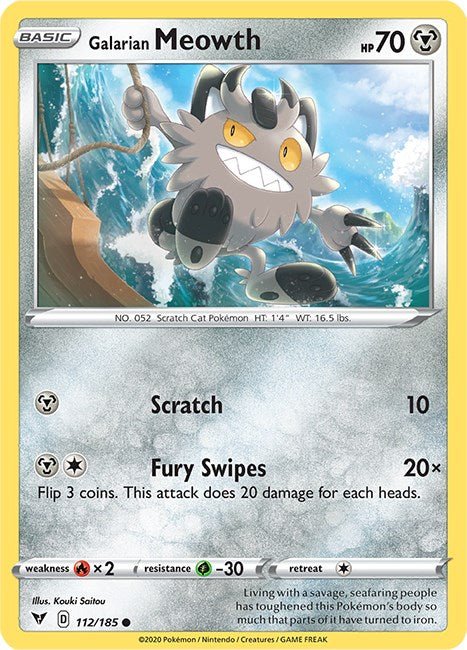 Pokemon Galarian Meowth 112/185 SWSH04: Vivid Voltage Normal - EternaCards