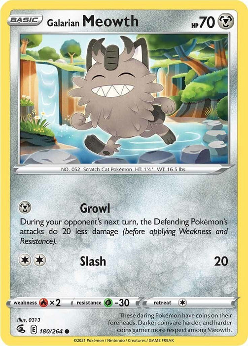 Pokemon Galarian Meowth 180/264 SWSH08: Fusion Strike Normal - Eterna Cards