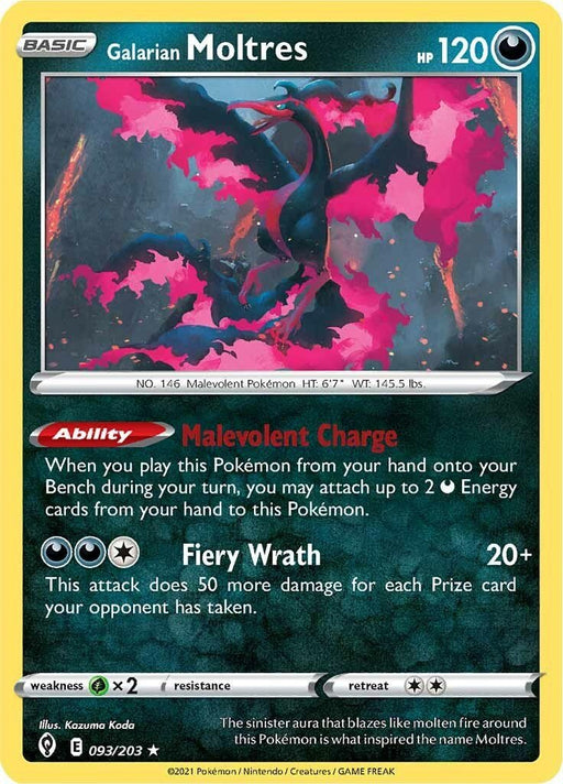 Pokemon Galarian Moltres 093/203 SWSH07: Evolving Skies Reverse Holo - EternaCards
