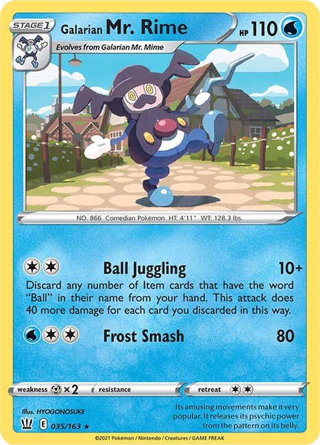 Pokemon Galarian Mr. Rime 035/163 SWSH05: Battle Styles Reverse Holo - EternaCards