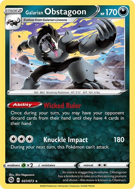 Pokemon Galarian Obstagoon 37/73 Champion's Path Reverse Holo - EternaCards