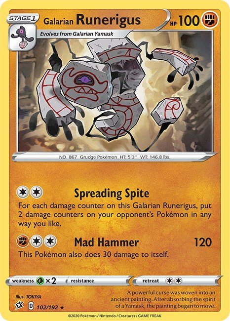 Pokemon Galarian Runerigus 102/192 SWSH02: Rebel Clash Normal - Eterna Cards