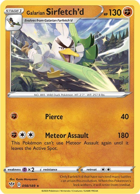 Pokemon Galarian Sirfetch'd 098/189 SWSH03: Darkness Ablaze Normal - Eterna Cards