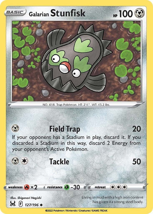 Pokemon Galarian Stunfisk 127/196 SWSH11: Lost Origin Reverse Holo - EternaCards