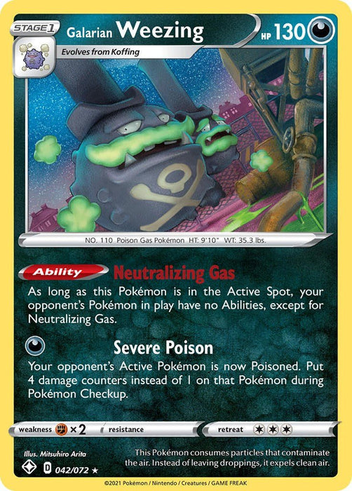 Pokemon Galarian Weezing 042/072 Shining Fates Reverse Holo - EternaCards