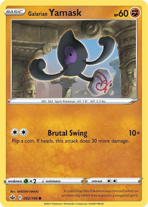 Pokemon Galarian Yamask 082/198 SWSH06: Chilling Reign Normal - Eterna Cards
