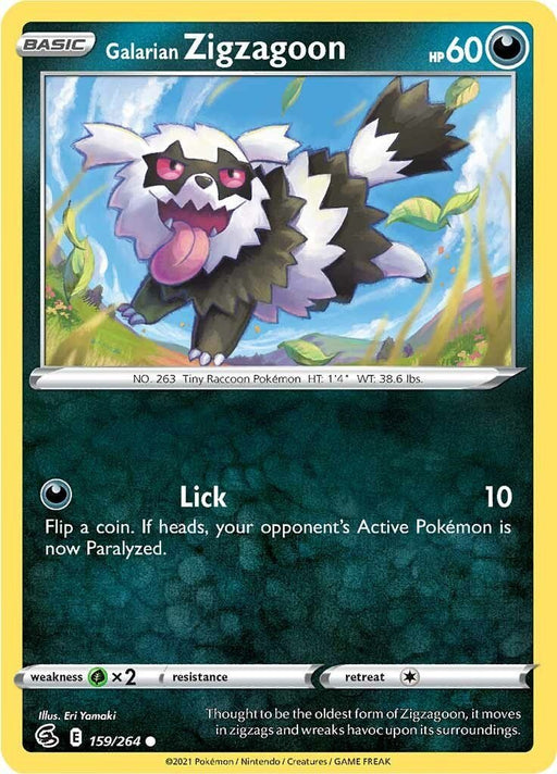 Pokemon Galarian Zigzagoon 159/264 SWSH08: Fusion Strike Reverse Holo - EternaCards