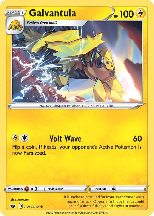 Pokemon Galvantula 071/202 SWSH01: Sword & Shield Base Set Normal - Eterna Cards