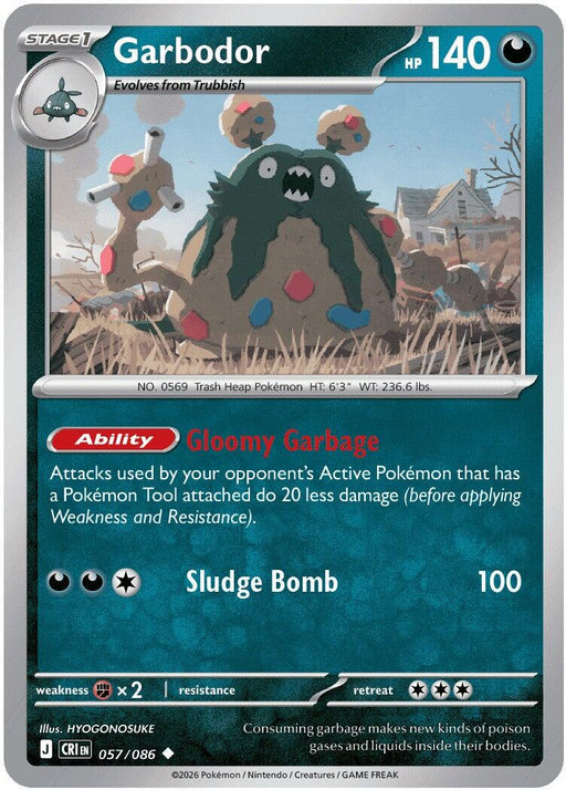 Pokemon Garbodor 057/086 ME04: Chaos Rising Reverse Holo - Eterna Cards