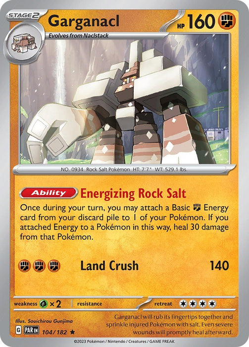 Pokemon Garganacl - 104/182 104/182 SV04: Paradox Rift Holo - EternaCards