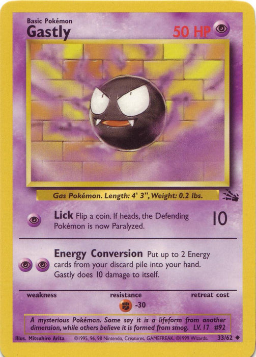 Pokemon Gastly 33/62 Fossil Unlimited - Eterna Cards