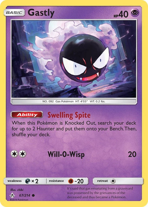 Pokemon Gastly (67) 67/214 SM - Unbroken Bonds Normal - Eterna Cards