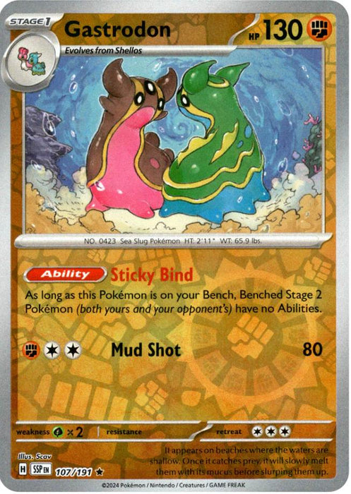 Pokemon Gastrodon 107/191 SV08: Surging Sparks Holo - Eterna Cards