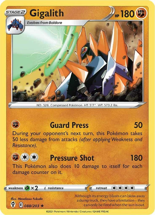 Pokemon Gigalith 088/203 SWSH07: Evolving Skies Normal - Eterna Cards