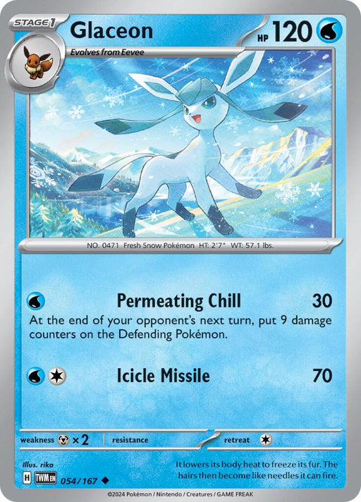 Pokemon Glaceon 054/167 SV06: Twilight Masquerade Reverse Holo - EternaCards