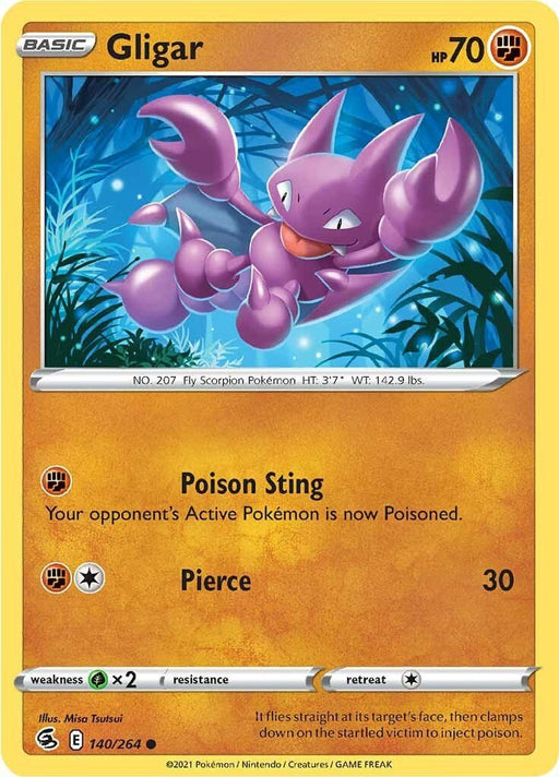 Pokemon Gligar 140/264 SWSH08: Fusion Strike Reverse Holo - EternaCards