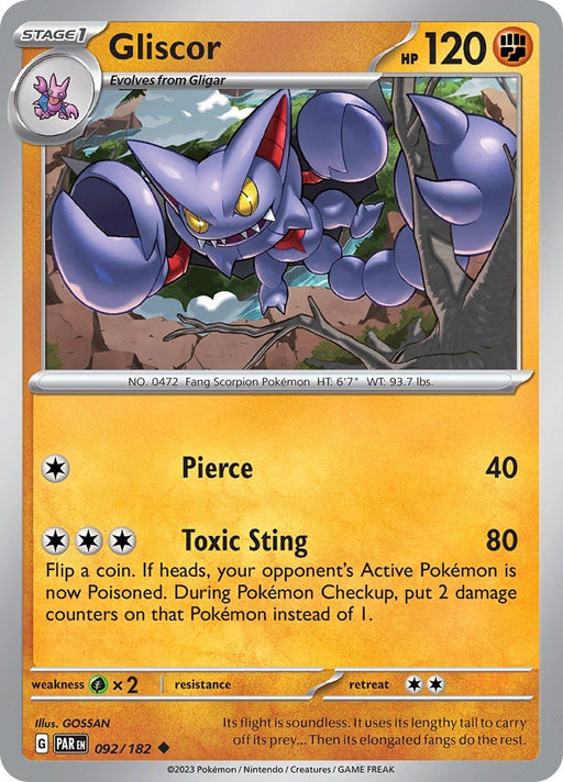 Pokemon Gliscor 092/182 SV04: Paradox Rift Reverse Holo - EternaCards