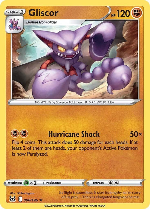 Pokemon Gliscor 096/196 SWSH11: Lost Origin Reverse Holo - EternaCards