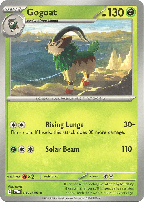 Pokemon Gogoat 012/198 SV01: Scarlet & Violet Base Set Reverse Holo - EternaCards